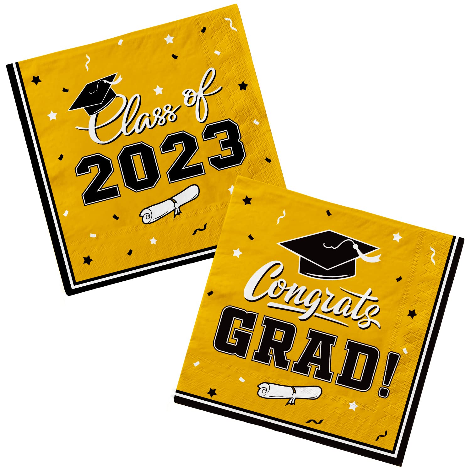 Gatherfun Graduation Party Disposable Napkins - 3-Ply Paper Napkins for College & High School Graduation (50 Pack, Yellow) - Perfect for Graduation Decorations & Celebration Parties