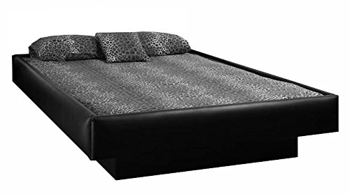Strobel Organic Boulder Complete Waterbed - 4 Board Vinyl Upholstered King Size Bed Frame in Black | Premium Comfort for Relaxation, Couples & Master Bedrooms