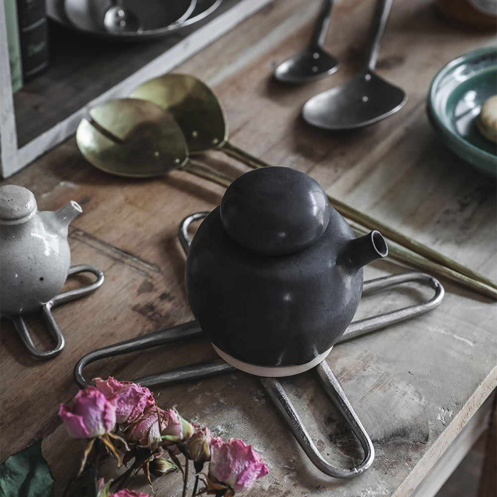 Hand Forged Trivet Set - 3-Piece Cast Iron Trivets for Hot Pots & Pans - Rustic Kitchen Decor & Pot Holder for Dining Table, Stovetop & Countertop Protection