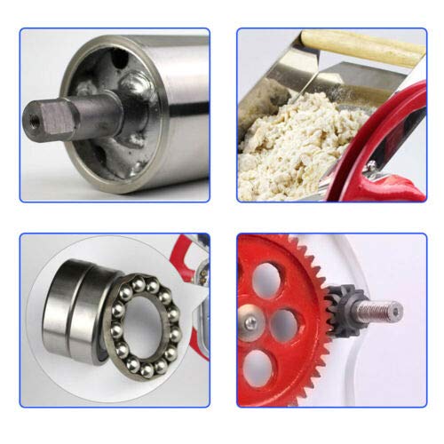 CNCEST Manual Pasta Maker Machine - Stainless Steel & Iron Noodle Roller with 0.5-5mm Thickness Adjustable, 16cm Wide for Homemade Pasta (Red) | Perfect for Italian Cuisine, Family Cooking & Restaurant Use