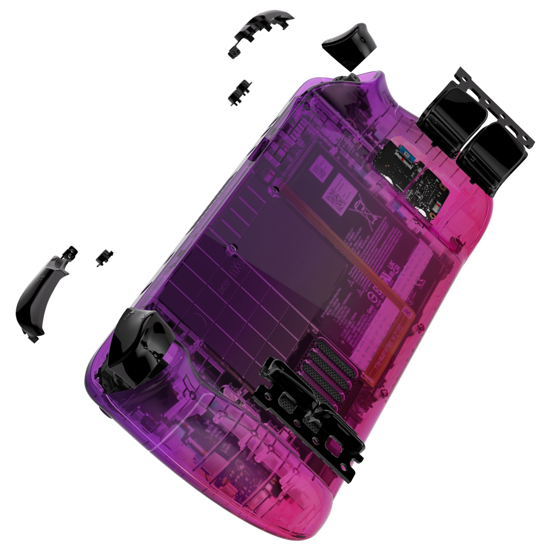 eXtremeRate Custom Full Set Shell with Buttons for Steam Deck LCD - Gradient Translucent Purple Rose Red | Replacement Case for Gaming & Travel Protection