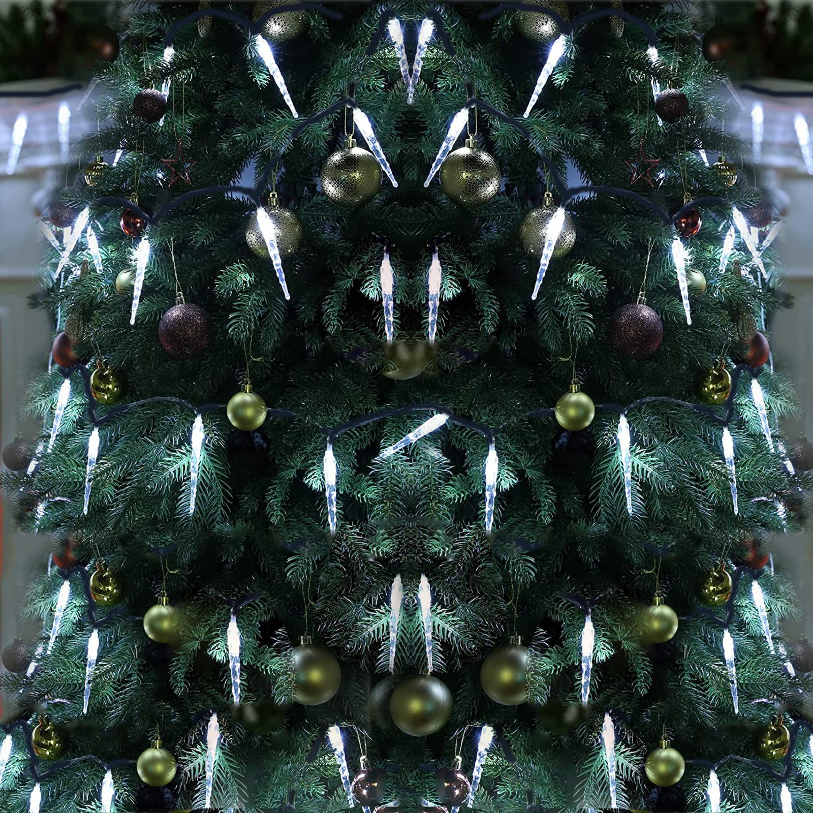 30LED Solar Icicle Lights - 20ft Twinkling Crystal Ice Cone String Lights with 8 Modes, Waterproof for Indoor & Outdoor Christmas Decorations - Perfect for Holiday, Wedding, Garden, and Patio Lighting
