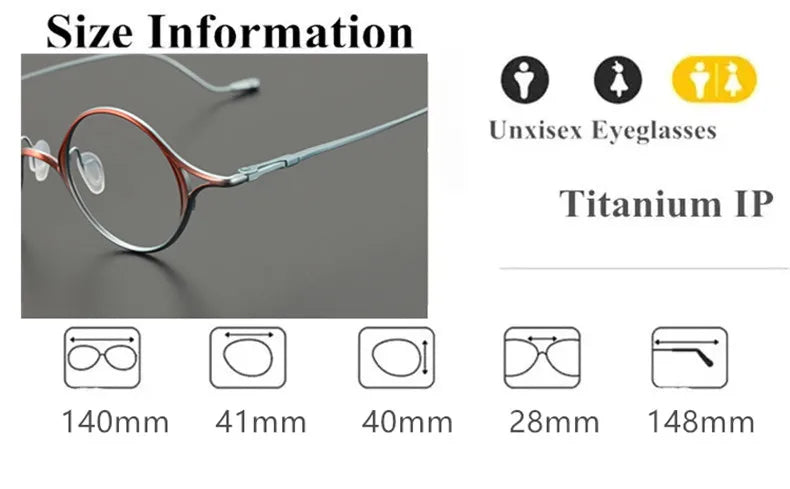 Aimee Unisex Full Rim Round Oval Titanium Eyeglasses 2353 - Lightweight Durable Frame for Men & Women - Perfect for Reading, Working & Daily Wear