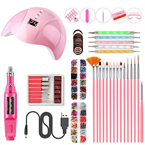 HitHopKing Professional Acrylic Nail Kit Set - 24pcs Glitter Nail Art Tools with Monomer, Nail Flowers & DIY Accessories | Perfect for Salon, Home Manicure & Gift Giving
