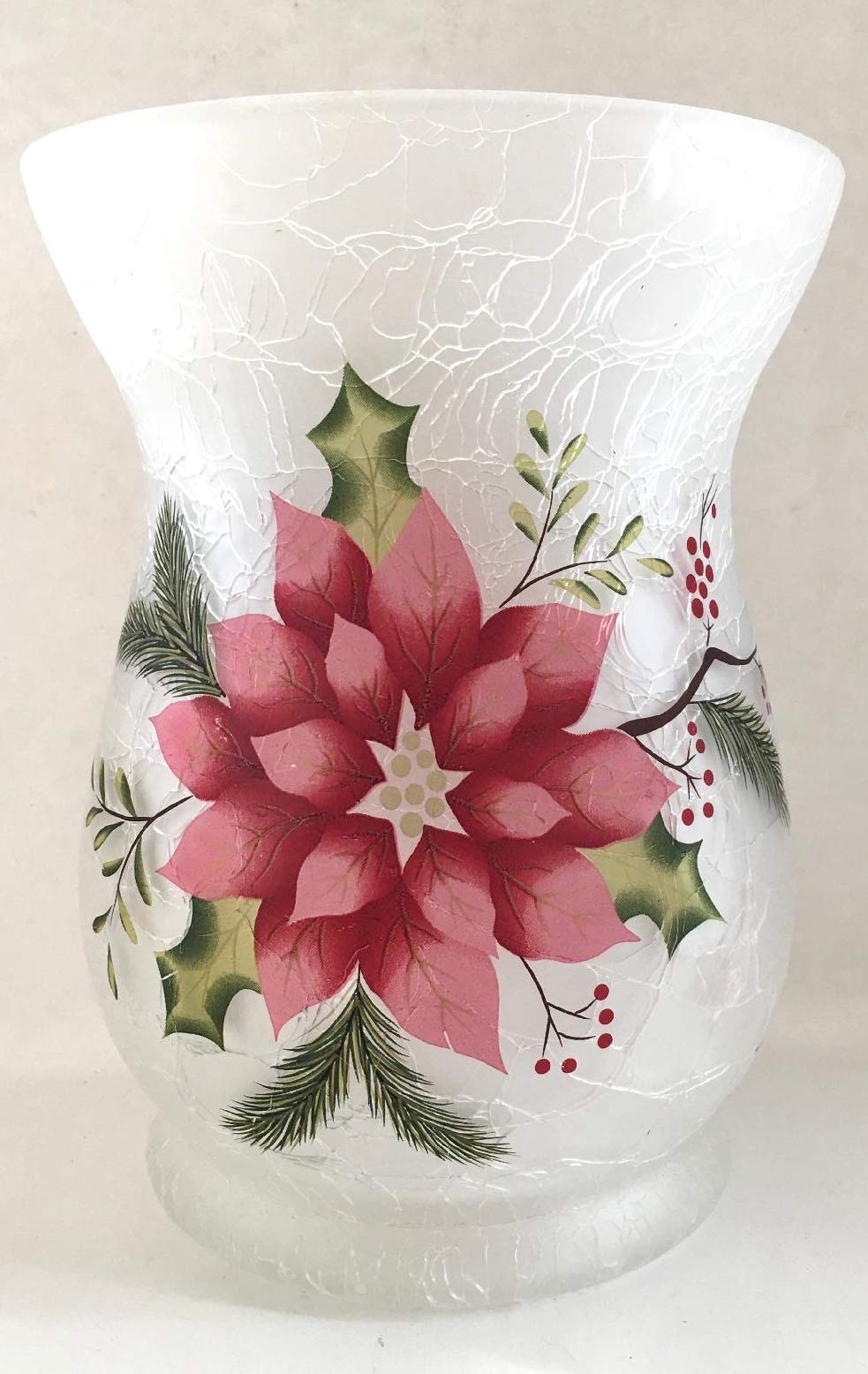 Yankee Candle Large Frosted Poinsettia Jar Candle Holder - Holiday Home Decor for Christmas, Winter, and Festive Season Ambiance