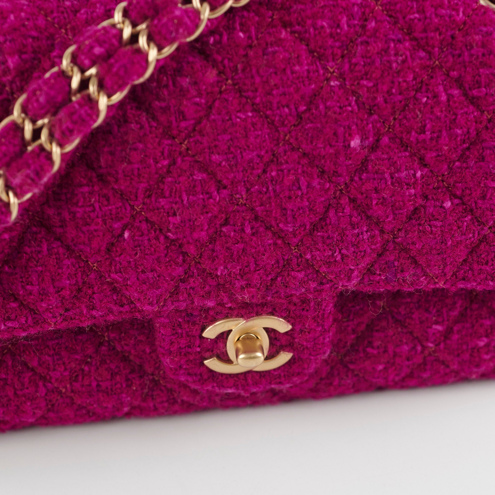 Chanel M/L Tweed Purple Classic Flap Shoulder Bag - Luxury Designer Handbag for Women | Perfect for Parties, Weddings & Special Occasions