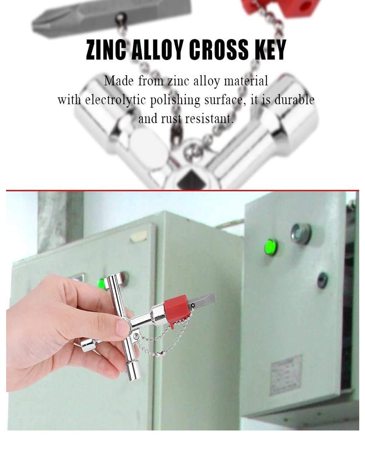 WenTigDY 4-in-1 Universal Utility Key Set - Multi-Functional Cross Key with Zinc Alloy Bits for Electrical Cabinets, Train Doors, Water/Gas Meters & Valve Boxes - Essential Tool for Locksmiths, Electricians & Home Maintenance