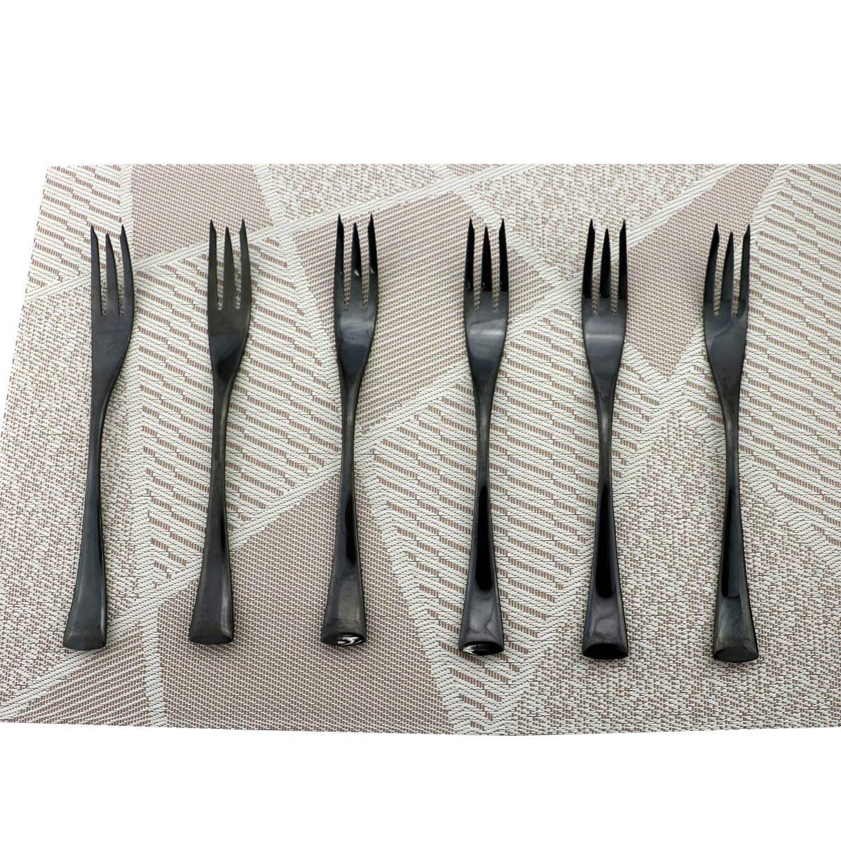 Premium 6-Piece Stainless Steel Seafood Fork Set - 18/10 Mirror Polished Black Heavy-Duty Fish Forks, Elegant Flatware for Oysters, Lobster & Crab - Perfect for Fine Dining & Seafood Restaurants