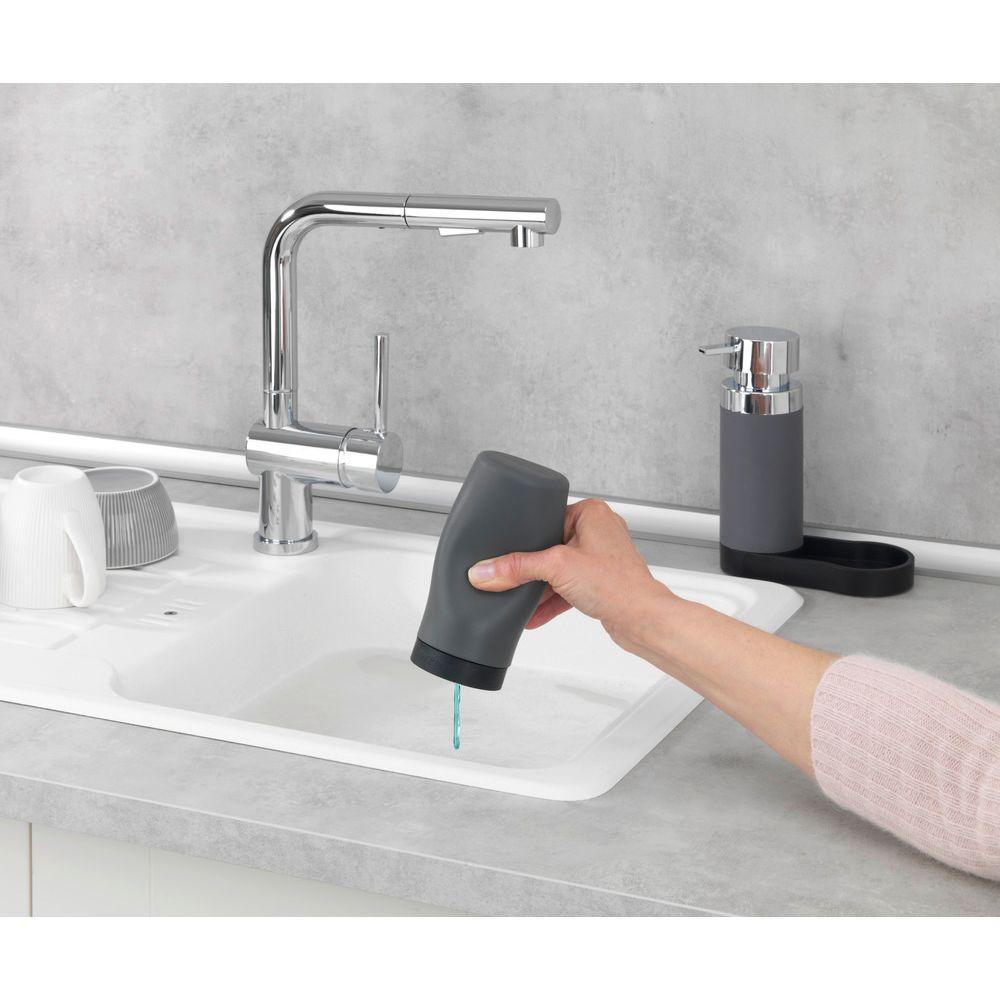 Easy Squeeze 2-Piece Detergent & Soap Dispenser Station - Grey | Compact & Durable Kitchen & Bathroom Organizer for Laundry, Dishwashing & Hand Soap | Space-Saving Design for Countertops & Sink Areas