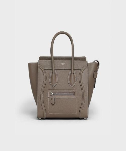 Premium Micro Luggage Handbag in Drummed Calfskin - Stylish Mouse Gray Leather Crossbody Purse for Women, Perfect for Travel, Work & Everyday Use