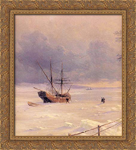 Frozen Bosphorus Under Snow 20x22 Gold Ornate Wood Framed Canvas Art Print by Ivan Aivazovsky - Perfect for Living Room, Bedroom & Office Wall Decor