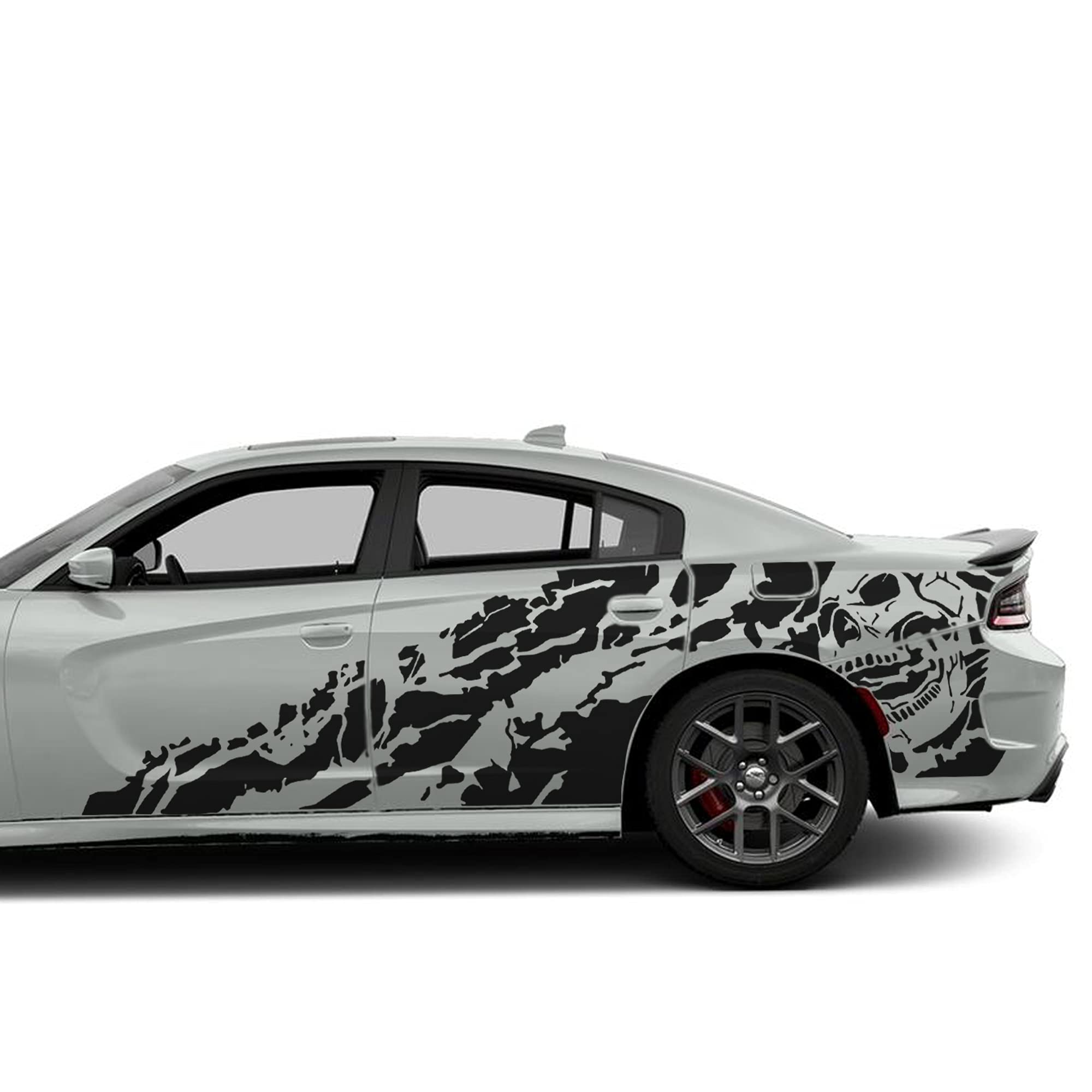 High-Quality Matt Black Vinyl Decals for Dodge Charger - Custom Nightmare Side Graphics - Perfect for Car Customization & Show Car Enhancement