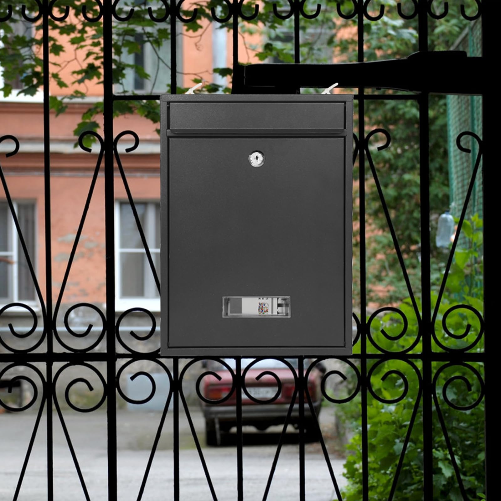 Secure Locking Wall Mount Mailbox for Outside - Large Capacity Steel Metal Postbox with Key & 3 Sets 0-9 Numbers (13.8
