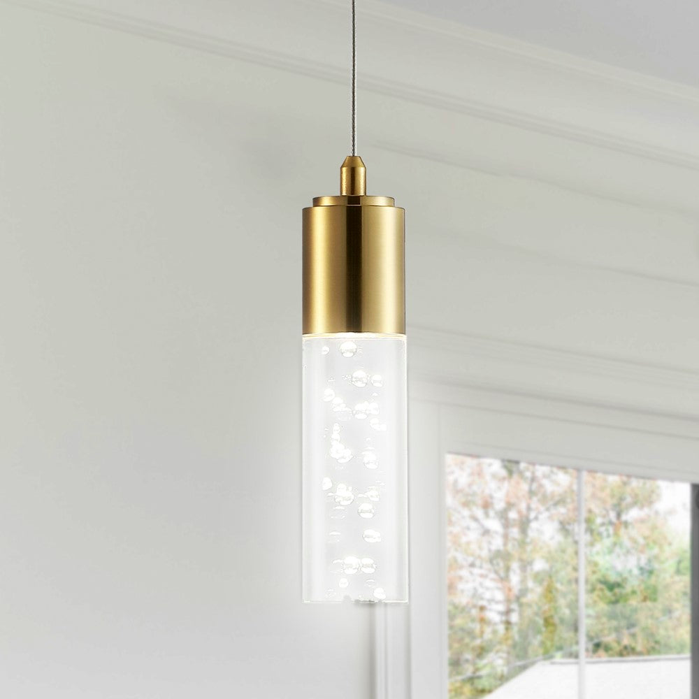 Bolha 4.75 Inch Modern Minimalist LED Pendant Light - Acrylic & Iron Integrated Fixture for Dining Room, Kitchen Island or Bedroom Lighting