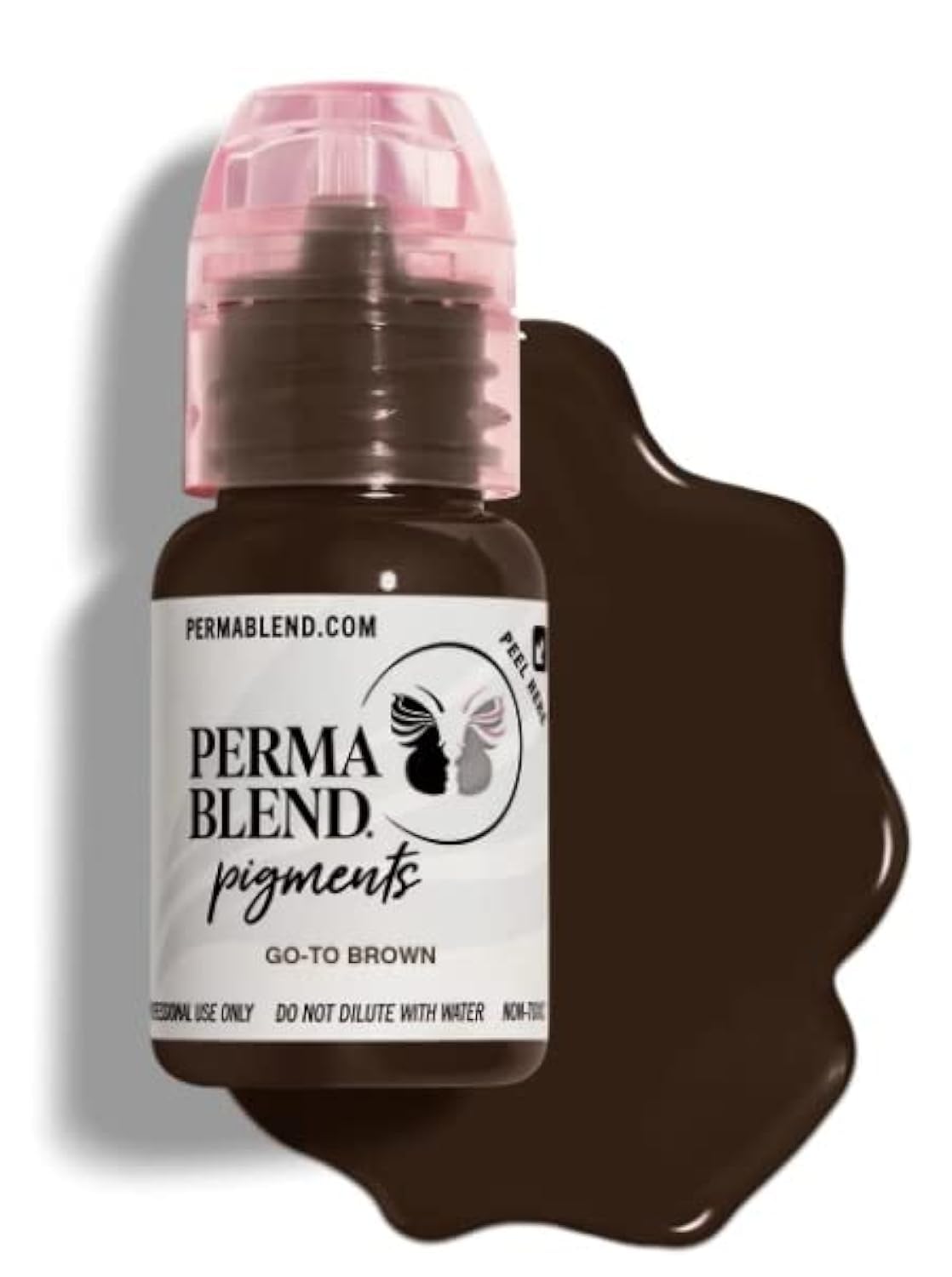 Perma Blend Professional Permanent Makeup Pigments - Go To Brown 15ml Bottle | Tattoo & Microblading Eyebrow Enhancement | Salon & Home Use