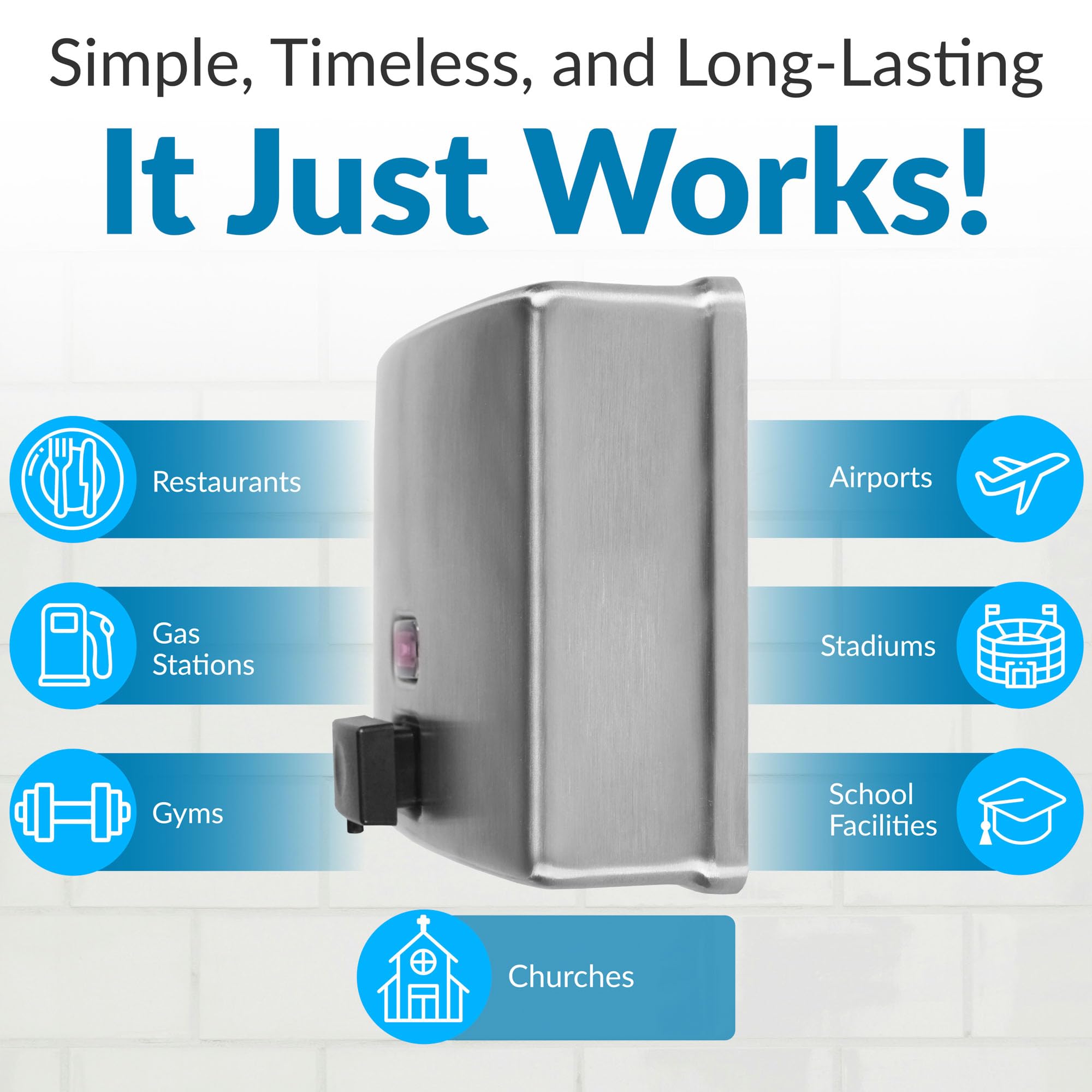 Bobrick B-4112 Wall-Mounted Liquid Soap Dispenser - 40oz Stainless Steel Commercial Soap Dispenser with Vandal-Resistant Design & Refill Indicator - Top Fill Soap Dispenser for Restrooms, Hospitals, Schools & Office Buildings