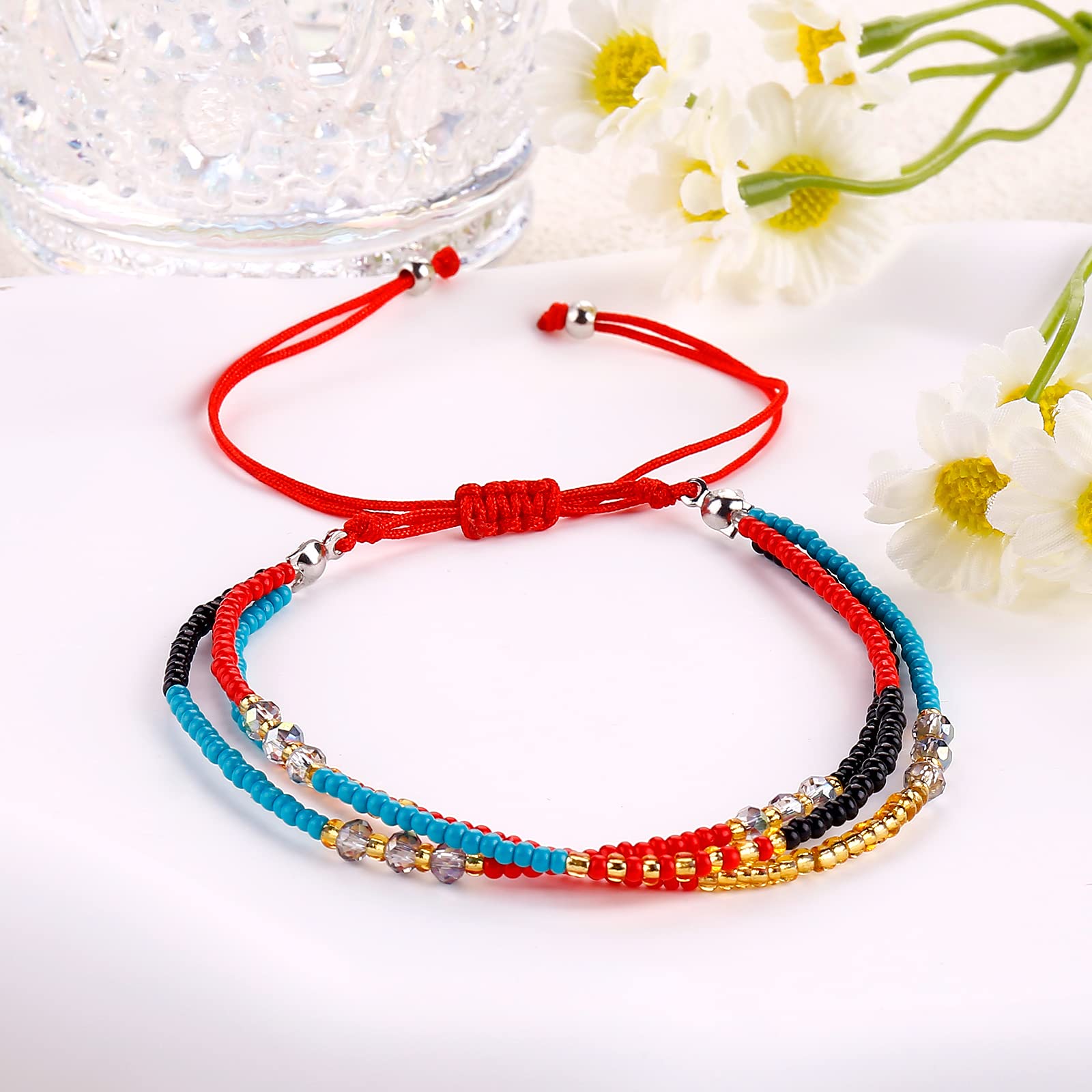 Boho Beaded Ankle Bracelet for Women - Colorful Handmade Summer Love Anklet Jewelry | Perfect for Beach Vacations, Music Festivals & Boho Fashion