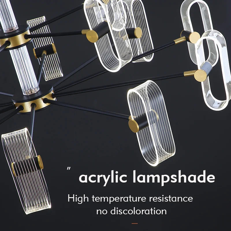 Modern Acrylic LED Chandelier with Remote Control - Dimmable Crystal Ceiling Light Fixture for Living Room, Bedroom & Dining Room Decor