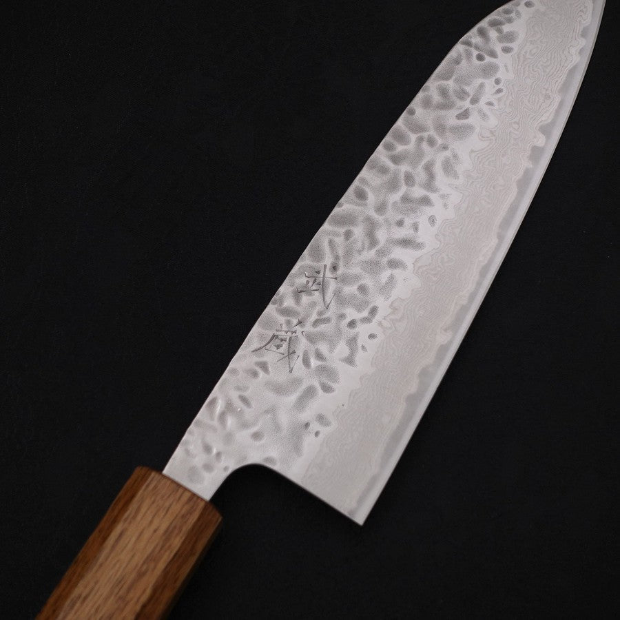 Premium Santoku Knife 165mm - AUS 10 Japanese Steel with Tsuchime Damascus Pattern & Urushi Handle - Perfect for Sushi, Vegetables, and Precision Cutting in Professional Kitchens