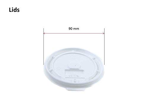 100 Pack White Flat Tear Back Lids for Hot Coffee Cups - Universal Size Fits 10oz, 12oz, 16oz, 20oz Disposable Paper Cups - Standard 90mm Coffee Cup Lids - Perfect for Coffee Shops, Offices, and Takeout Restaurants