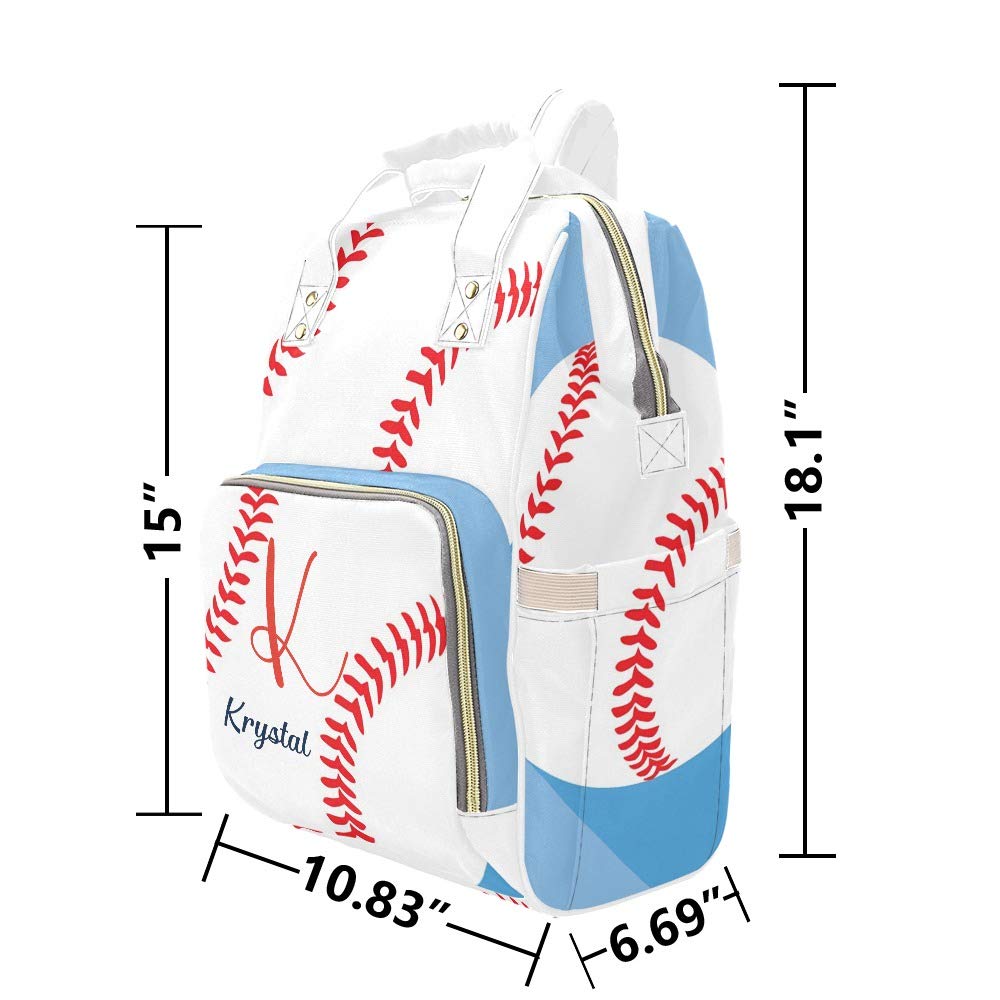 Personalized Baseball Diaper Backpack for Baby - Art Sports Nursing Nappy Bag with Name, Travel Tote for Moms & Girls (10.83 x 6.69 x 15 Inch) - Perfect for Baseball Games, Daycare & Family Outings
