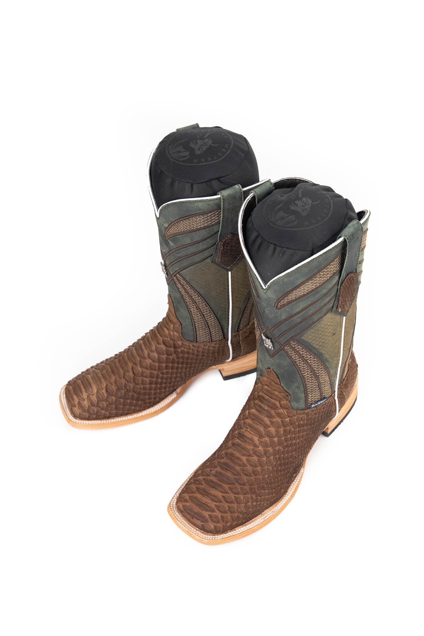 Monroe Python Exotic Square Toe Cowboy Boots for Men - Genuine Leather Western Boots with Square Toe Design - Perfect for Country Dancing, Rodeo Events & Western Fashion