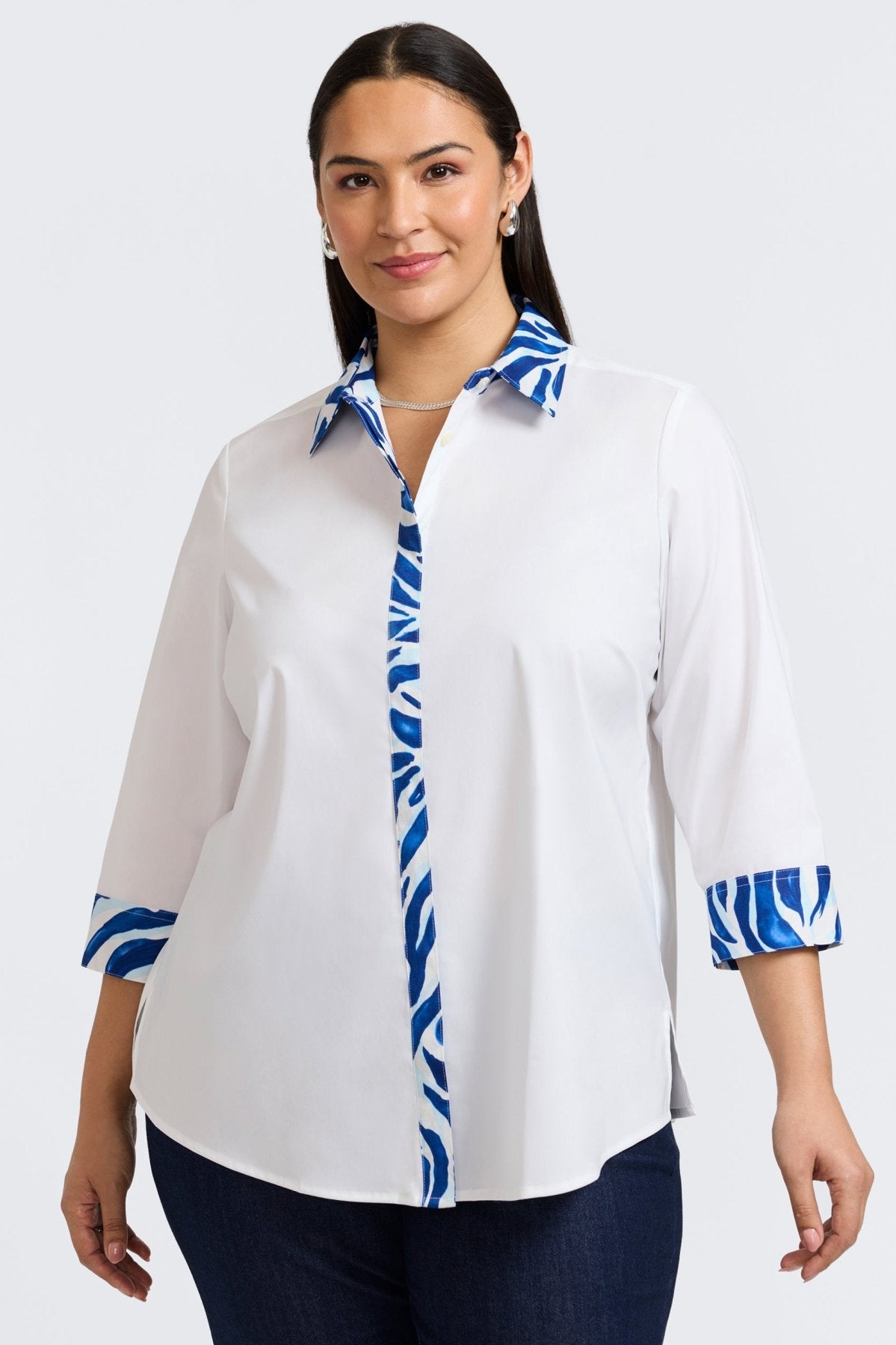 Luna Plus Tonal Zebra Print 3/4 Sleeve Blouse for Women | Stylish Casual & Office Wear | Perfect for Work, Date Night & Everyday Outfits