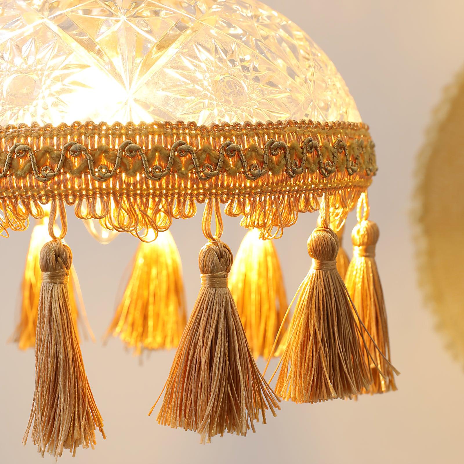 Modern Bowl Tassel Pendant Light - Elegant Hanging Chandelier for Dining Room, Kitchen Island, Bedroom & Living Room Decor