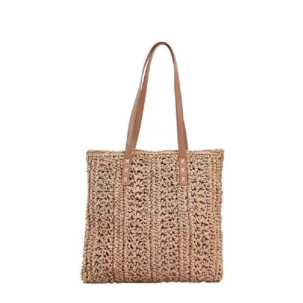 Stylish Women's Woven Straw Beach Tote Bag with Tassels - Handmade Large Boho Shoulder Bag for Summer Vacation, Pool Party & Holiday Travel Accessories