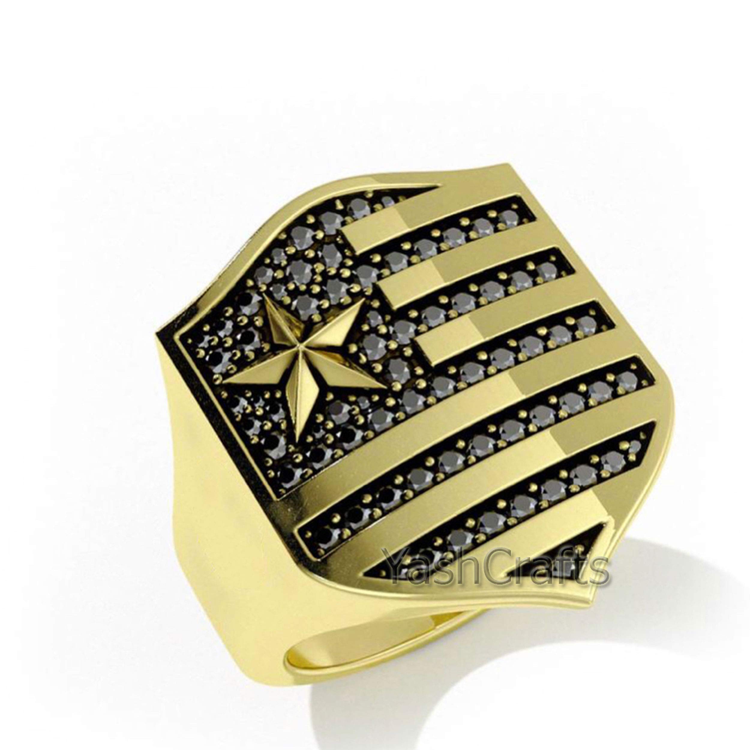 Handmade USA Flag Ring for Men - Patriotic American Flag Jewelry, Signet Ring Gift for Boyfriend, Father & Kids | Perfect Independence Day Gift, Superhero & Cool Present for Him - Great for Holidays, Parties & Everyday Wear