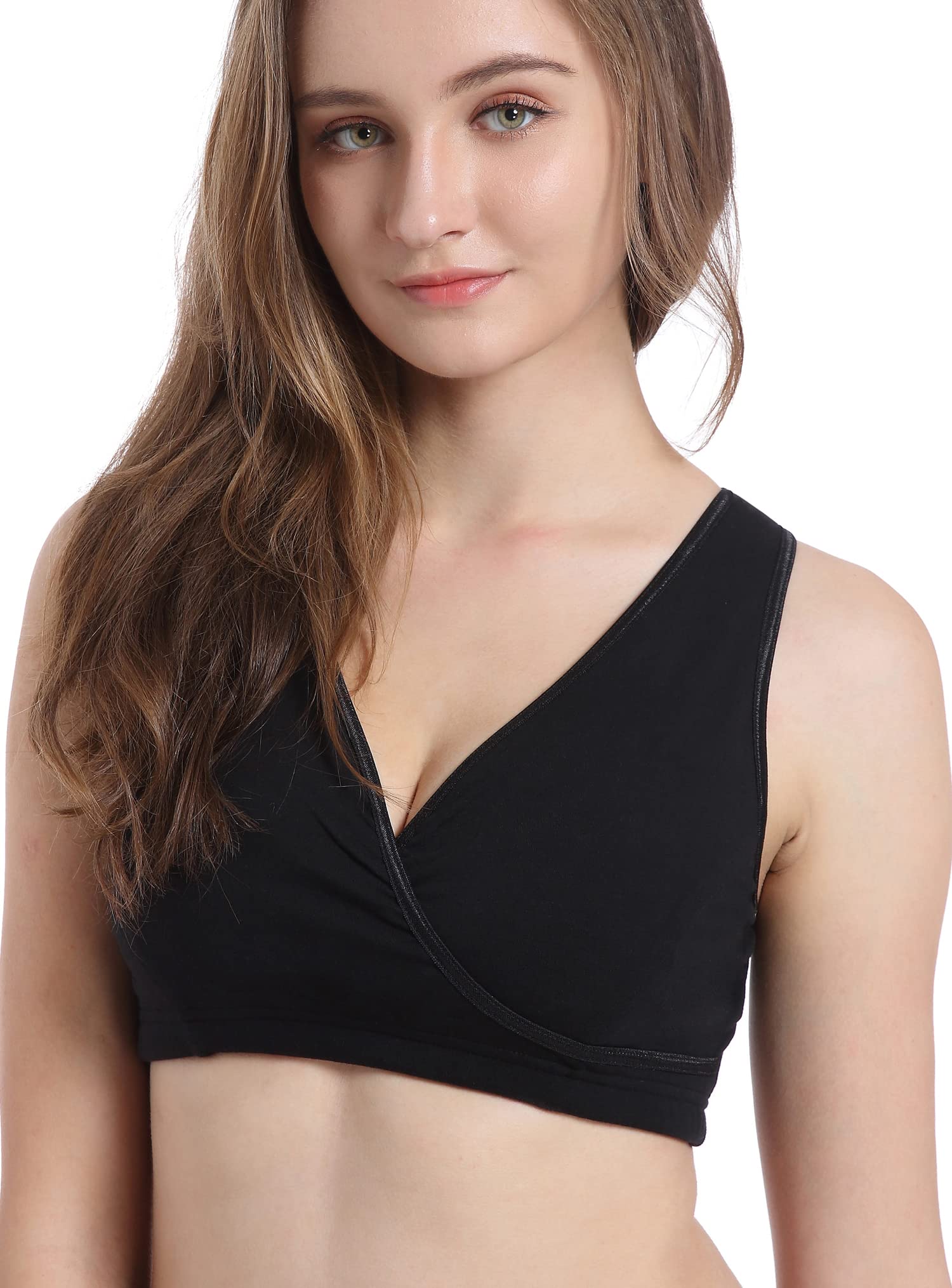 CAKYE 4 Pack Maternity Nursing Sleep Bras - Soft Cotton Breastfeeding Bralette for Comfort & Support - Perfect for Nighttime Nursing, Lounging & Postpartum Recovery