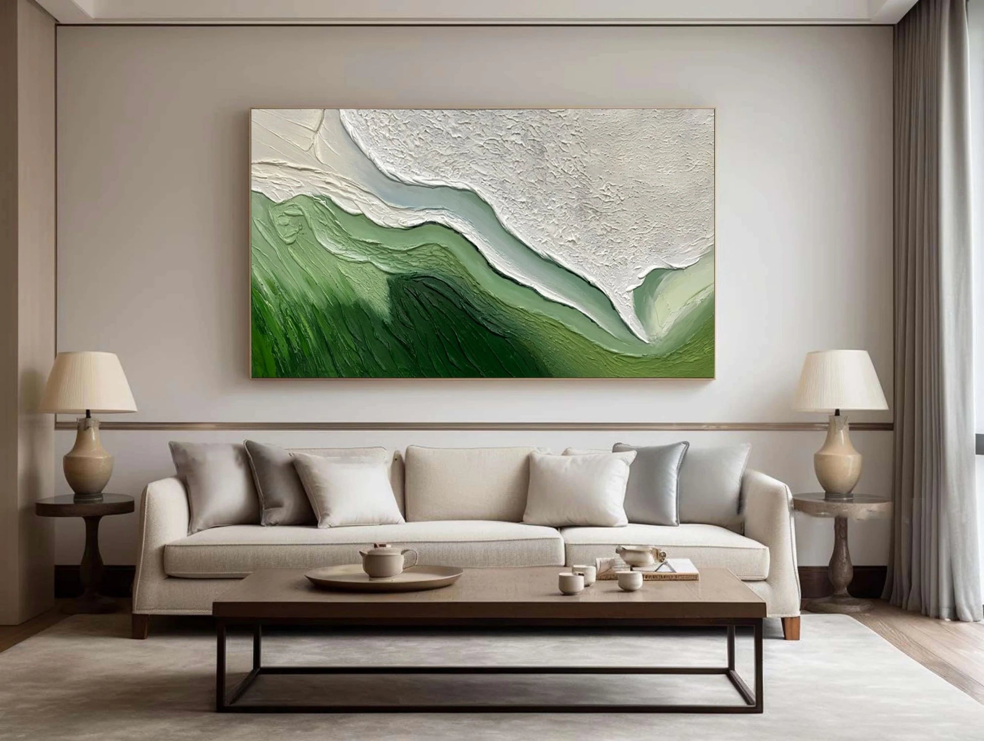 Blue & Green Abstract Wall Art Canvas Print #BG099 - Modern Home Decor for Living Room, Bedroom & Office