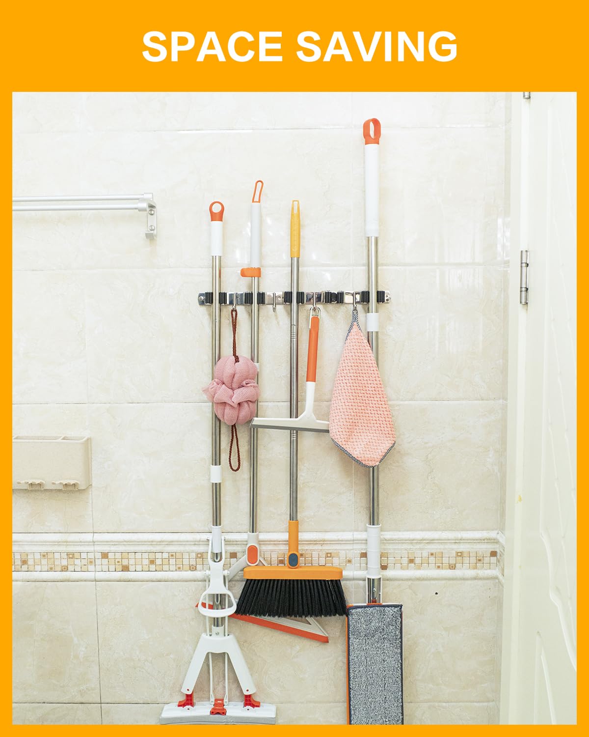 2 Pack Heavy Duty Broom Holder Wall Mount with 13