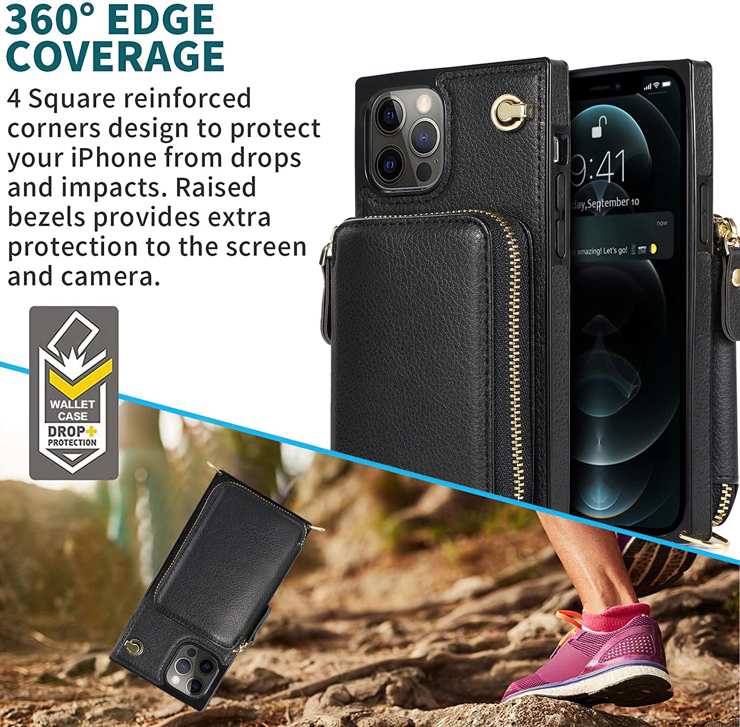 Premium Leather Crossbody Wallet Phone Case for iPhone 12 & 12 Pro (6.1
