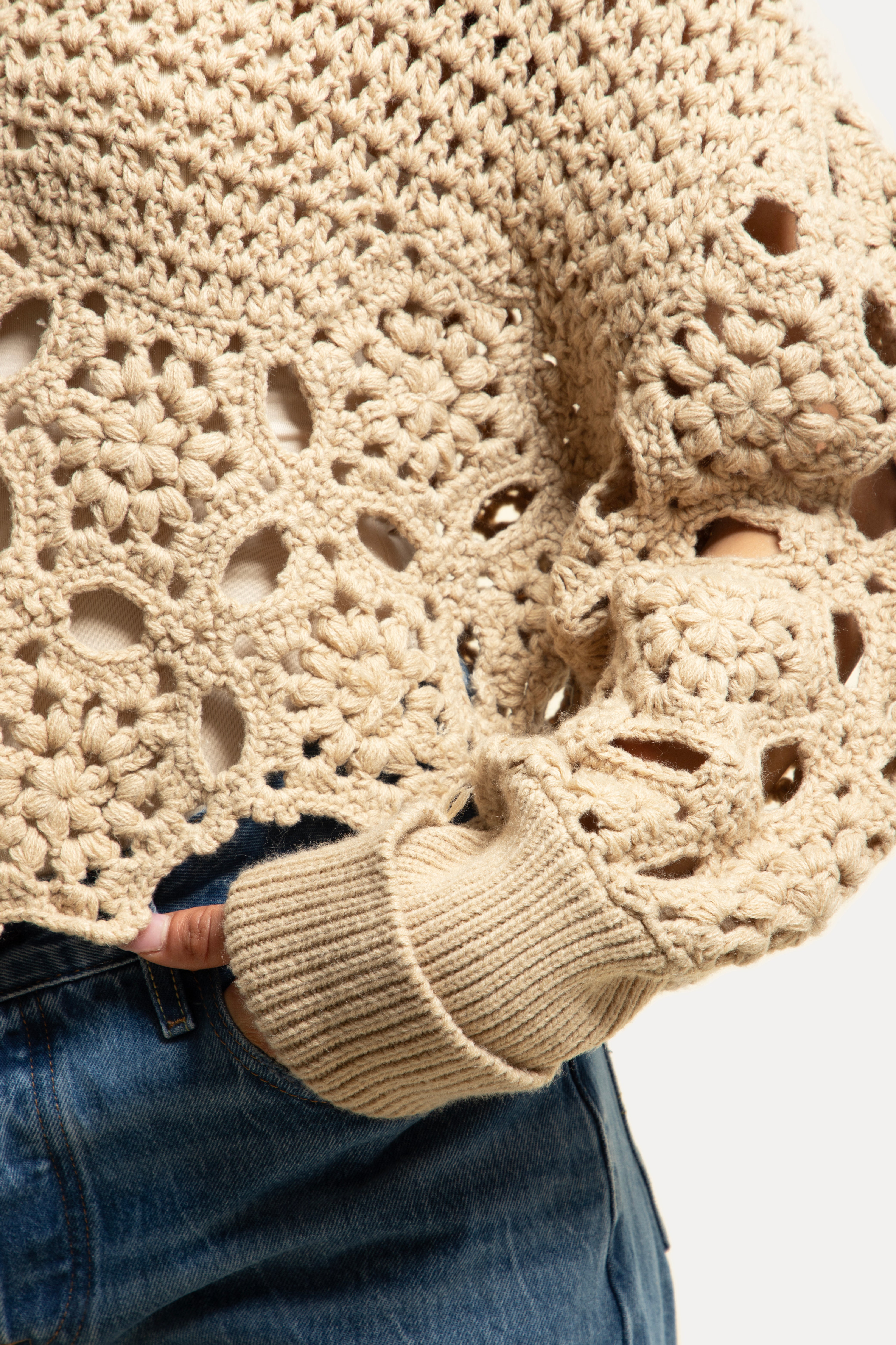 Floral Crochet Pullover Sweater for Women - Boho Chic Lace Knit Cardigan - Perfect for Spring & Summer Outfits, Beach Cover-Up, and Casual Wear