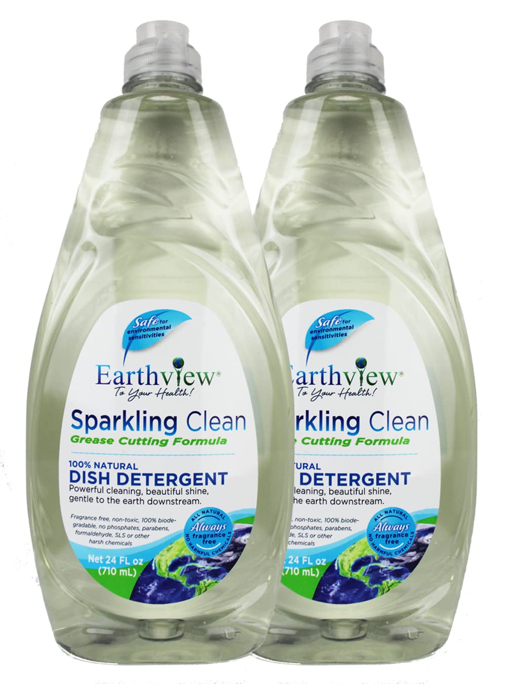 Fragrance Free & Hypoallergenic Liquid Dish Soap - 2 Pack (48 Fl Oz) | Sulfate & SLS Free, Non-Toxic, Plant-Based Formula for Sensitive Skin | Eco-Friendly & Naturally Derived | Perfect for MCS, EI, MI & Chemical Sensitivities | Ideal for Daily Dishwashing & Gentle on Hands
