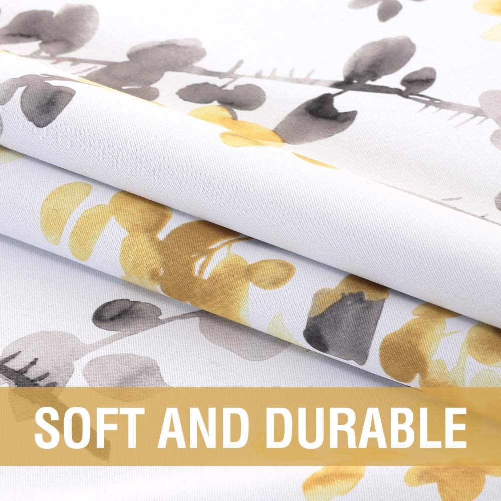 H.VERSAILTEX Floral Curtains 95 Inches Long - Blackout Printed Window Curtain Panels with Rod Pocket, Classic Grey & Yellow Floral Pattern for Bedroom & Living Room (Set of 2) - Perfect for Light Control & Home Decor