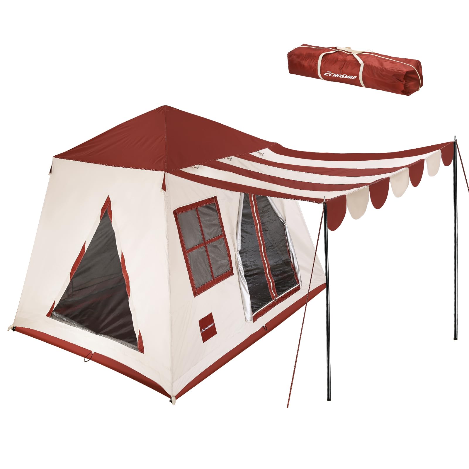 EchoSmile 4/5/6 Person Waterproof Camping Tent - Easy Setup Family Tent with Vestibule for Outdoor Adventures, Backpacking & Car Camping | Perfect for Hiking Trips, Beach Camping & Music Festivals