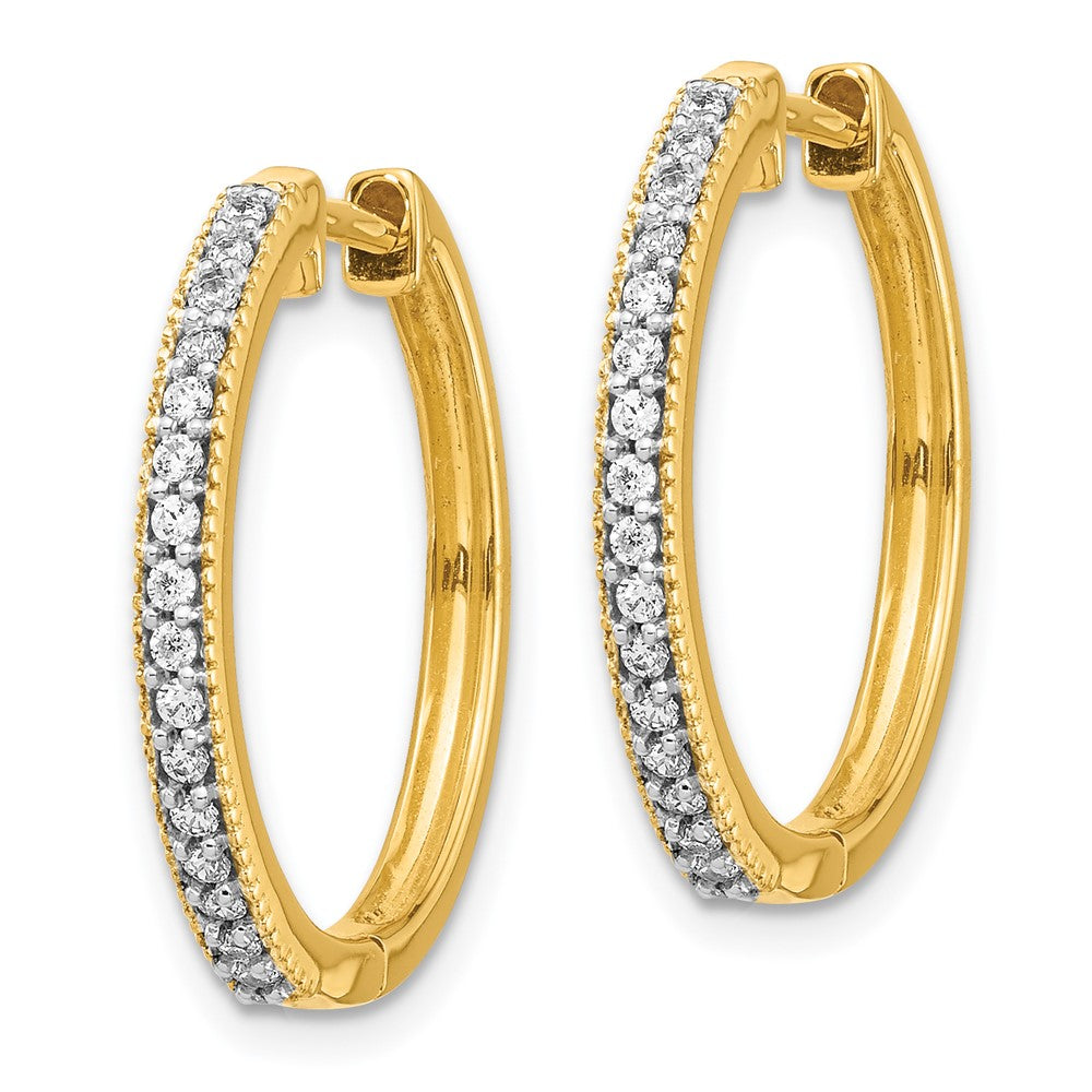 14K Gold Diamond Milgrain Hinged Hoop Earrings - Elegant Dangle Earrings for Women | Model EM4272 025 YA | Perfect for Weddings, Parties & Special Occasions