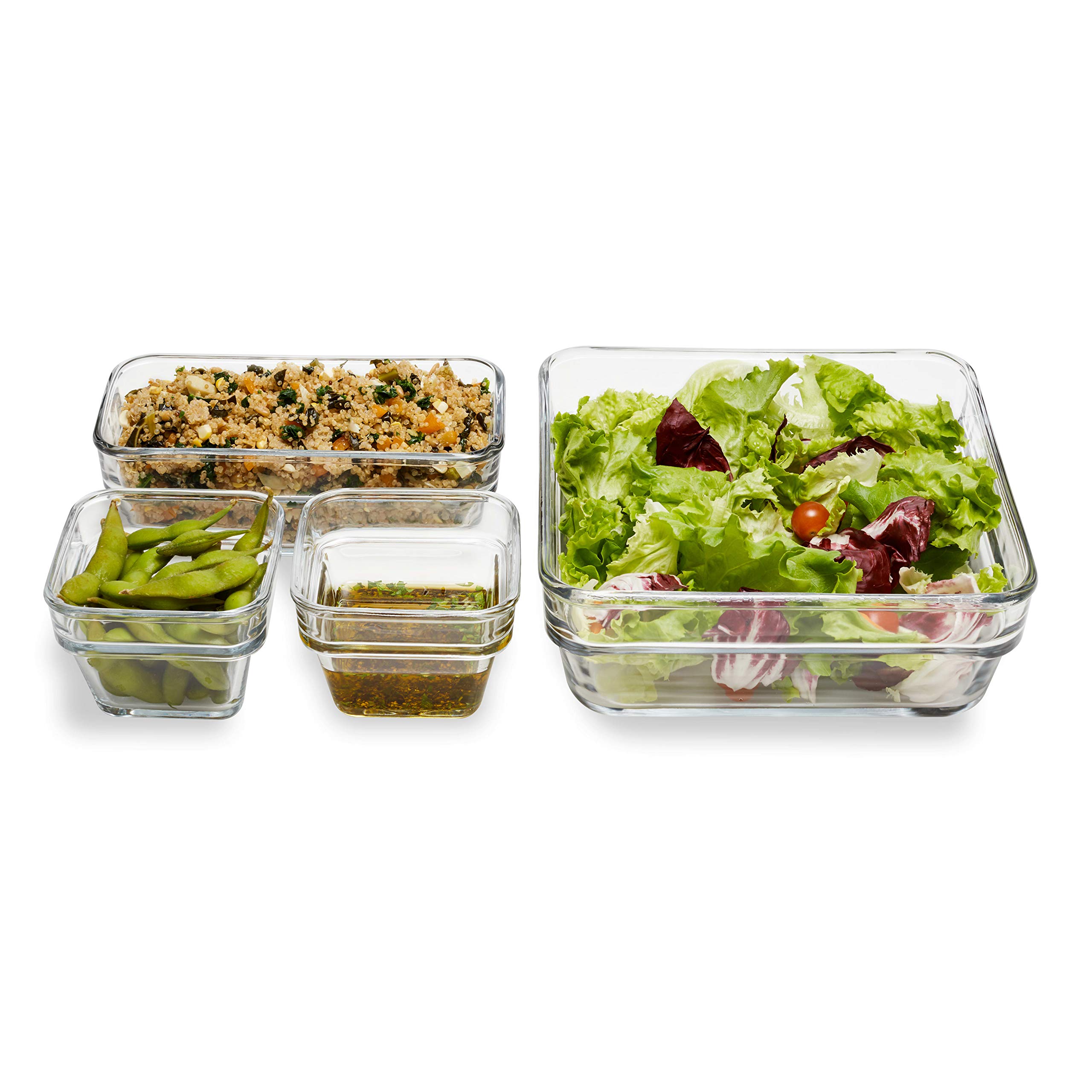 Libbey Stackable Large Glass Food Storage Containers with Airtight Lids - 4-Piece Set for Pantry Organization & Meal Prep