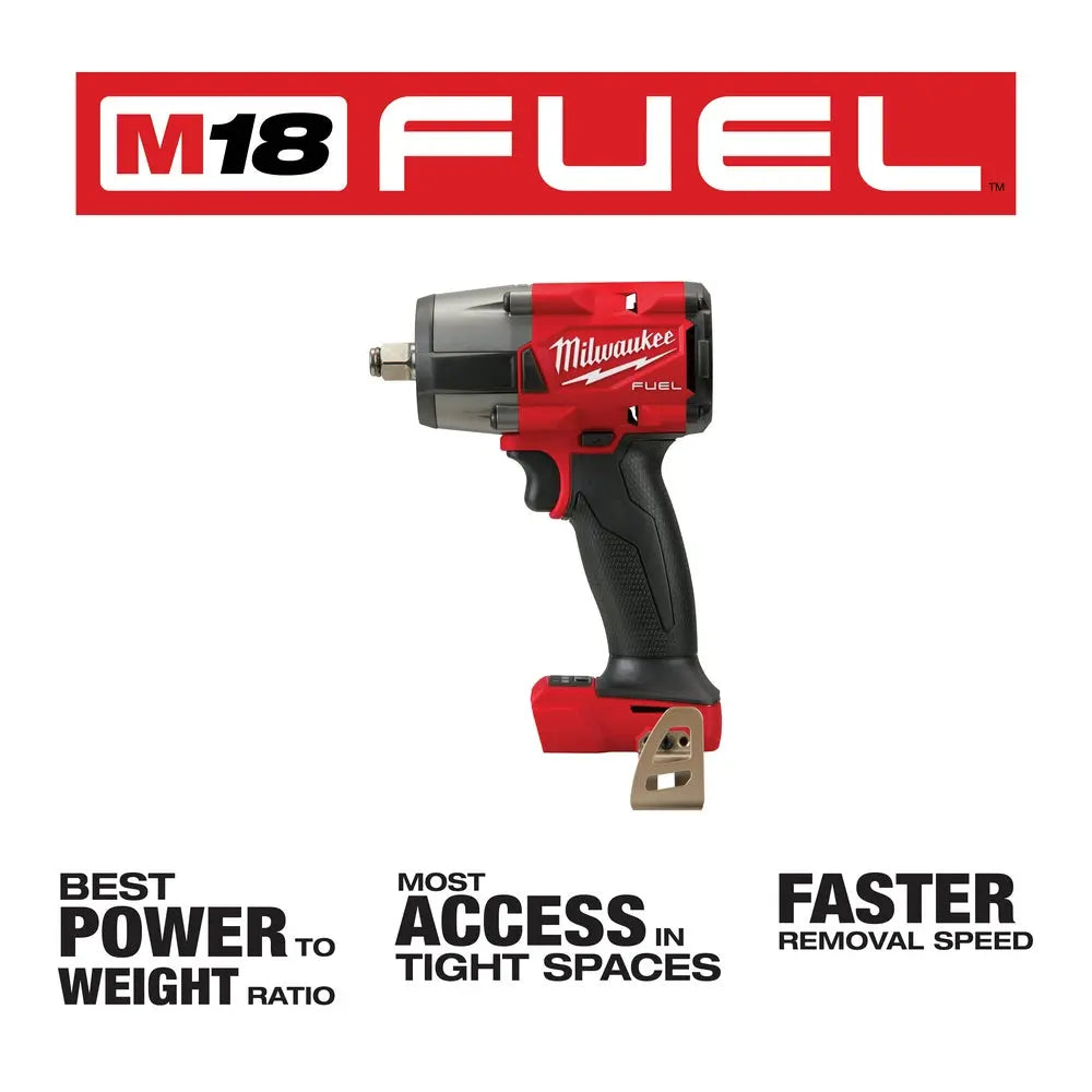 Milwaukee 2962-20 M18 FUEL 1/2 Inch Mid Torque Impact Wrench with Friction Ring - Perfect for Automotive Repair, Construction, and DIY Projects