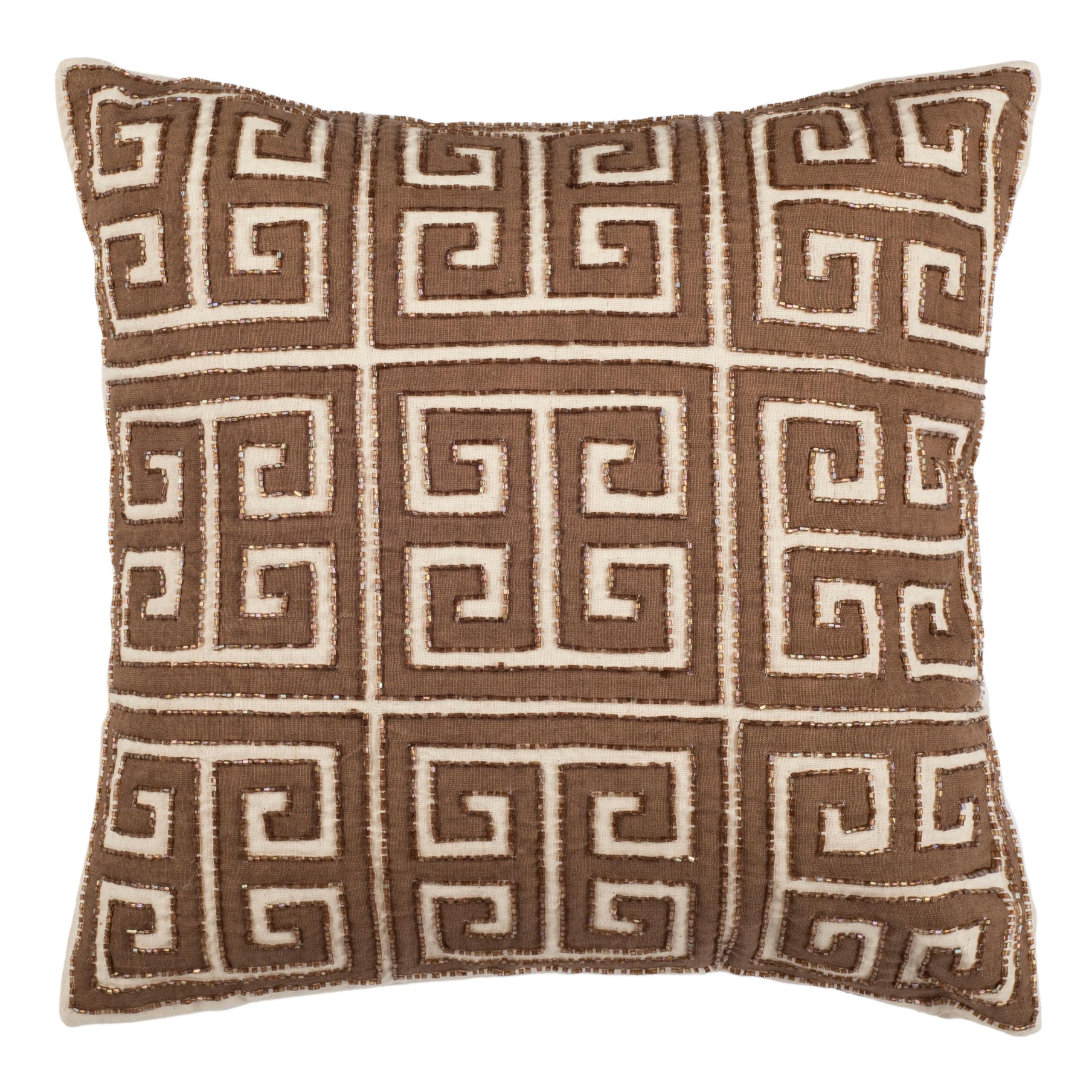 SAFAVIEH Chy Natural Hemp Greek Key Throw Pillows - Set of 2 (18-Inch) for Sofa, Bed & Home Decor - Boho Chic Living Room Accent Pillows