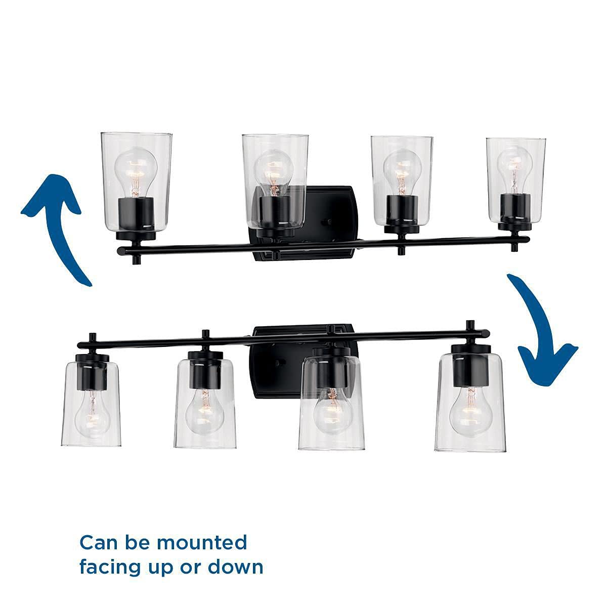 Progress Lighting Adley Collection 4-Light Black Traditional Bathroom Vanity Light - Perfect for Modern and Classic Bathroom Decor