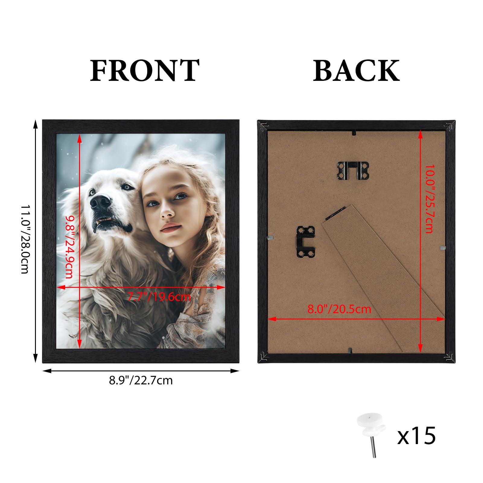 HORLIMER 15 Pack 8x10 Picture Frames - Black Photo Frames for Wall or Tabletop Display - Perfect for Home Decor, Office, Wedding, and Family Photos