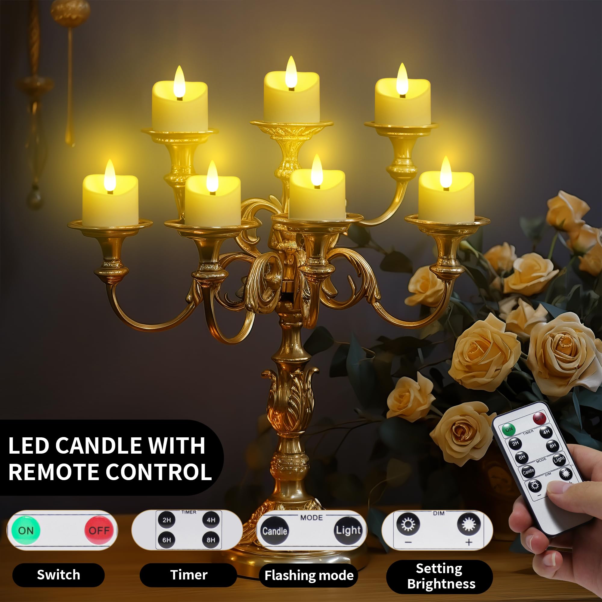 Daphomeu 12-Pack Flameless LED Candles with Remote & Timer, Flickering Electric Candles for Weddings, Parties, Halloween, Christmas - Perfect for Home Decor, Romantic Dinners & Holiday Centerpieces
