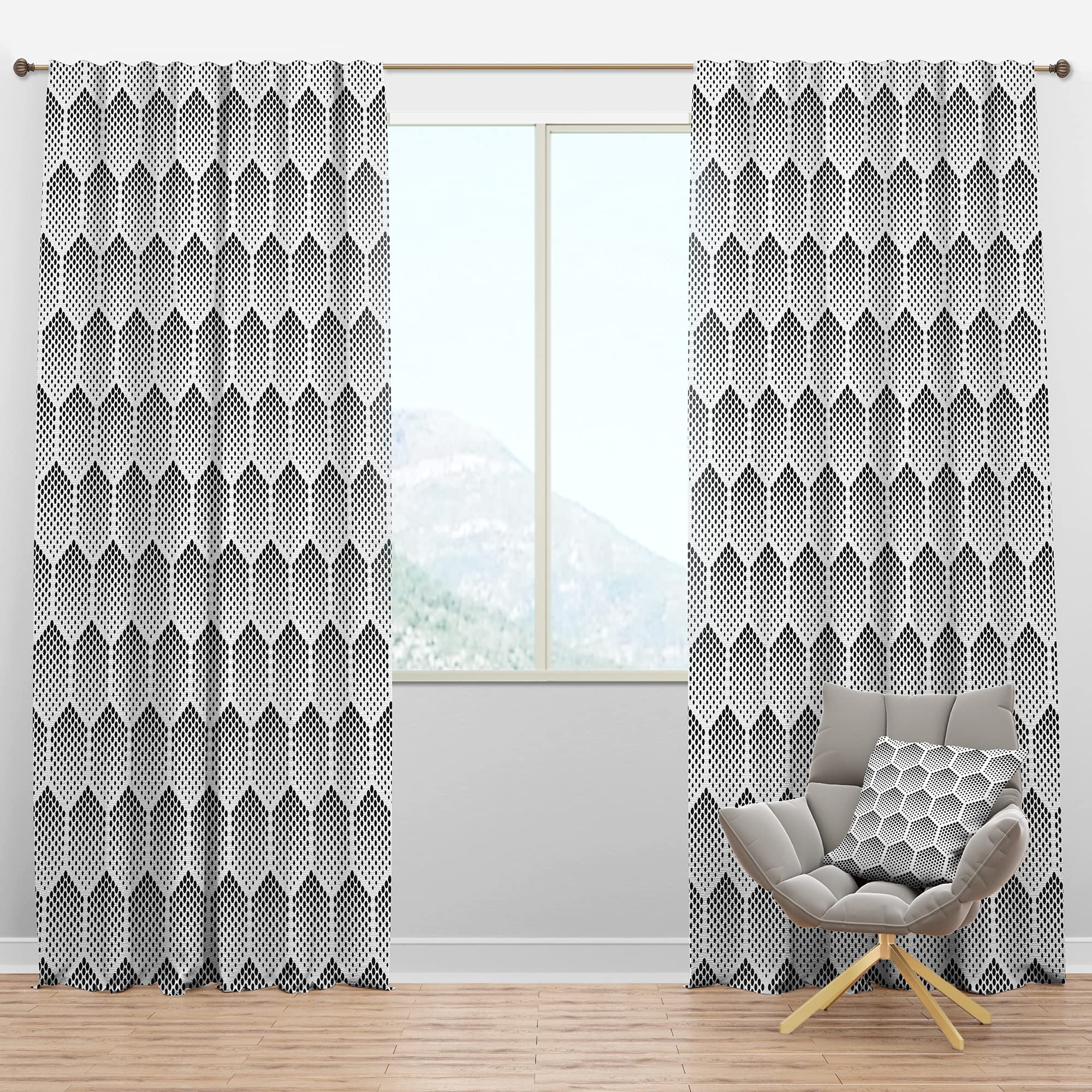 DesignQ Blackout Curtains - Thermal Insulated Half Tone Pattern Window Drapes for Bedroom & Living Room (52x63, Single Panel) - Perfect for Light Blocking, Privacy & Energy Efficiency
