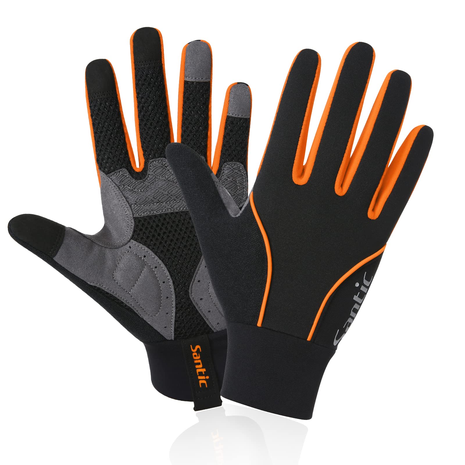 Santic Windproof Cycling Gloves with Gel Pads - Anti-Shock, Breathable Bike & Motorcycle Gloves for Men & Women - Perfect for Mountain Biking, Road Cycling & Motorcycle Riding