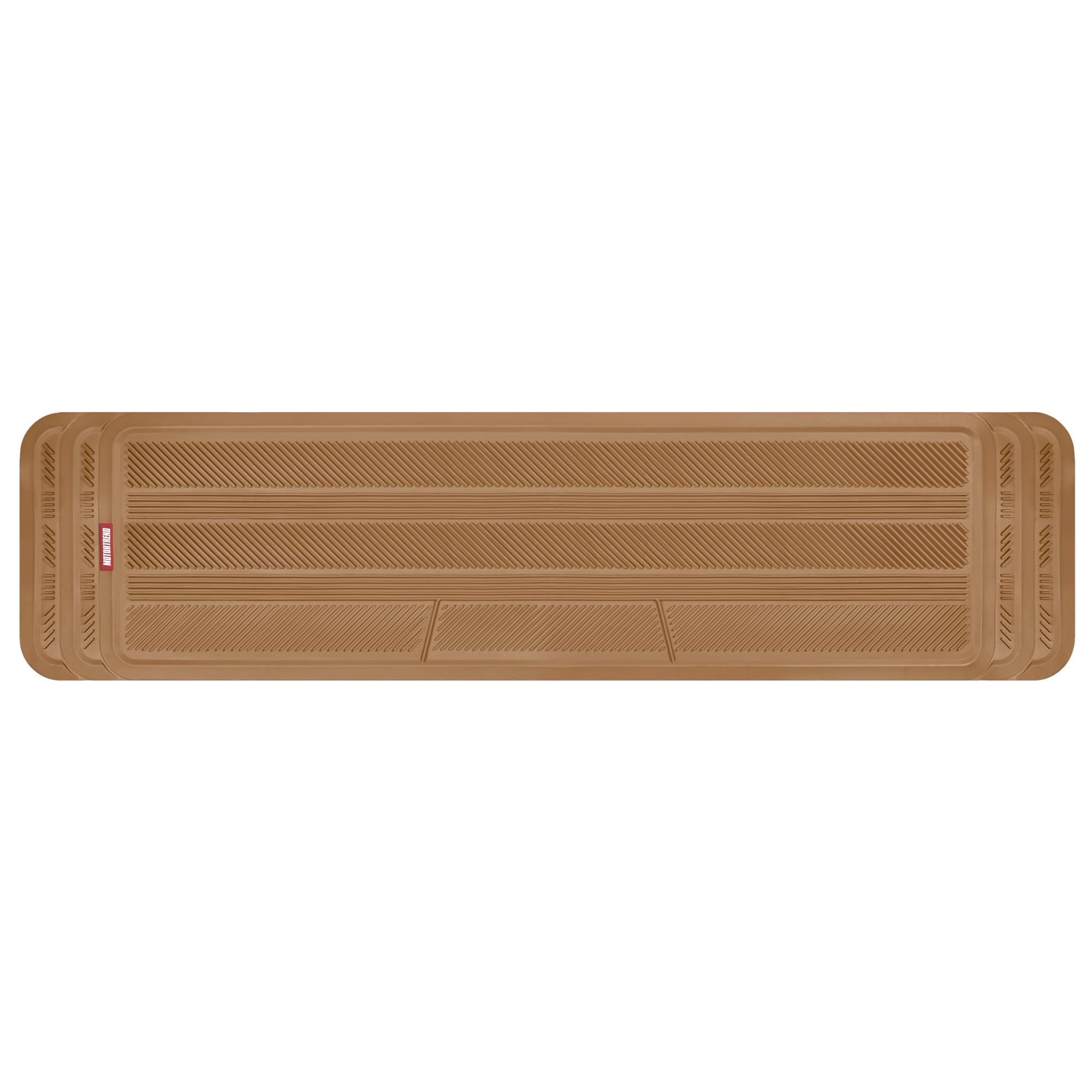 Motor Trend Heavy Duty Rear Back Seat Floor Mats for Car, SUV & Van - All Weather Beige Rubber Floor Mats (57x15 inches) - 2nd & 3rd Row Seat Protection | Durable Interior Accessories for Family Vehicles, Road Trips & Daily Commute