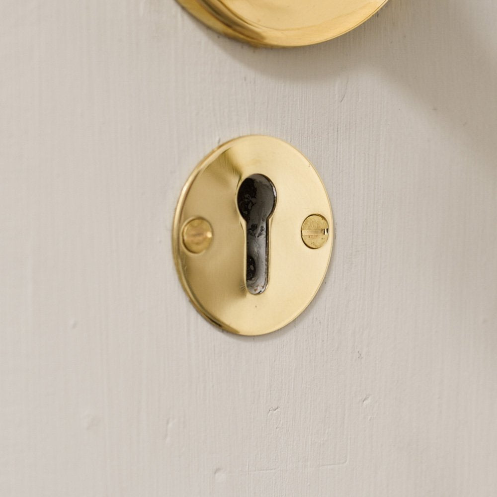 Polished Brass Round Escutcheon Plate - Exposed Keyhole Cover - Vintage Door Hardware for Home Decor & Restoration Projects