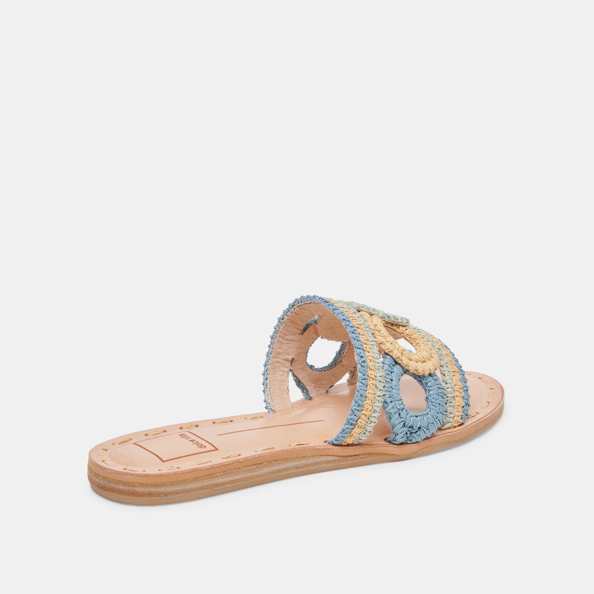 DANY Women's Blue Multi Raffia Sandals - Comfortable Summer Beach Slides for Outdoor Walking, Vacation, and Casual Wear